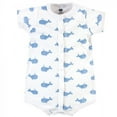 thumbnail image 4 of Hudson Baby Infant Boy Cotton Rompers 3pk, Blue Whale, 0-3 Months, 4 of 4