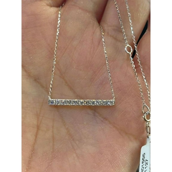 2.5Ct Round Lab Created Diamond 14K White Gold Finish Women's Bar Pendant Necklace