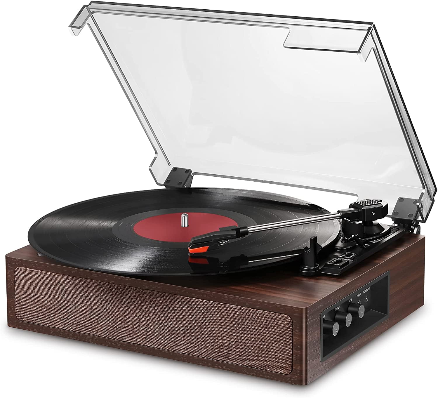 Record Player with Speakers Turntable for Vinyl Records Bluetooth Input & Output USB Direct Vinyl to MP3 Recording Pitch & Counterweight Adjustment 3 Speed Vintage Vinyl Record Player 