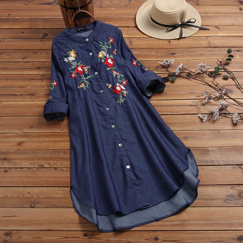 Embroidery Floral Denim Jeans 