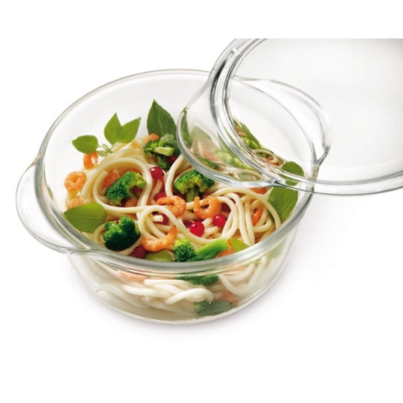 Simax - Deep Round Glass Casserole with Glass Lid, 3 qt