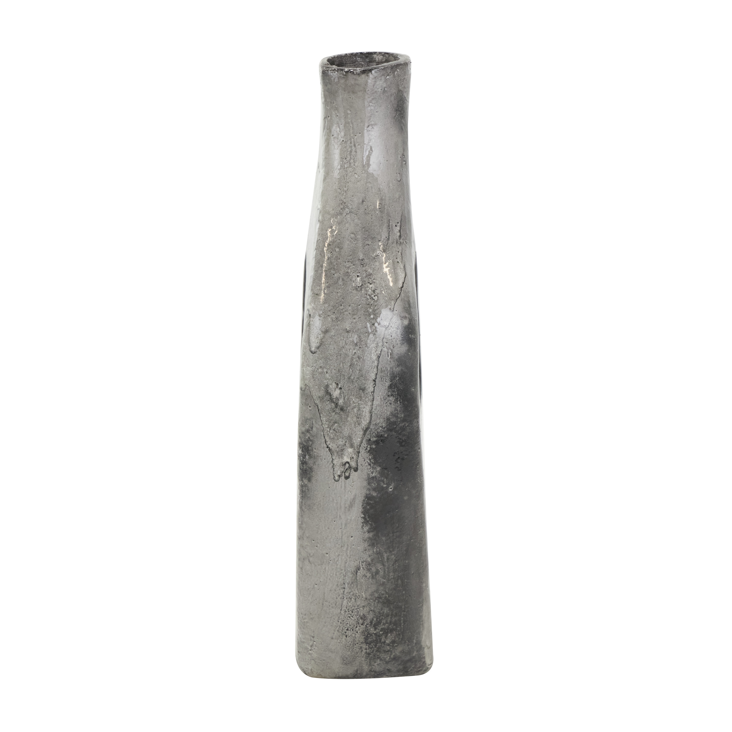 DecMode 18" Marble Inspired Gray Paper Mache Vase with Cutout Handle