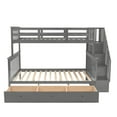 thumbnail image 4 of Stairway Bunk Bed with 3 Drawers and 4 Storage Shelves, Solid Wood Twin-Over-Full Bunk Bed Frame with Full-Length Guardrail & Stairs & Handrail, Convertible Bunk Bed, No Box Spring Needed, Gray, 4 of 7