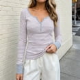 thumbnail image 2 of Enjoytime Fitted Shirts for Women Striped Button Long Sleeve Tops 2026 Fall Soft Slim Fit Business Casual Basic Tee, 2 of 7