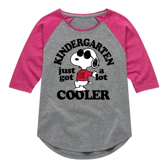Peanuts - Kindergarten Just Got Cooler - Toddler And Youth Girls Raglan Graphic T-Shirt