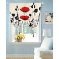 thumbnail image 2 of Farmhouse Flowers Tie Up Curtains for Window, Thermal Insulated Balloon Shade Adjustable Rod Pocket Curtains Valance Panels for Kitchen Bathroom Cafe 52 x 63 Spring Red Black Floral Herbs Plants, 2 of 6