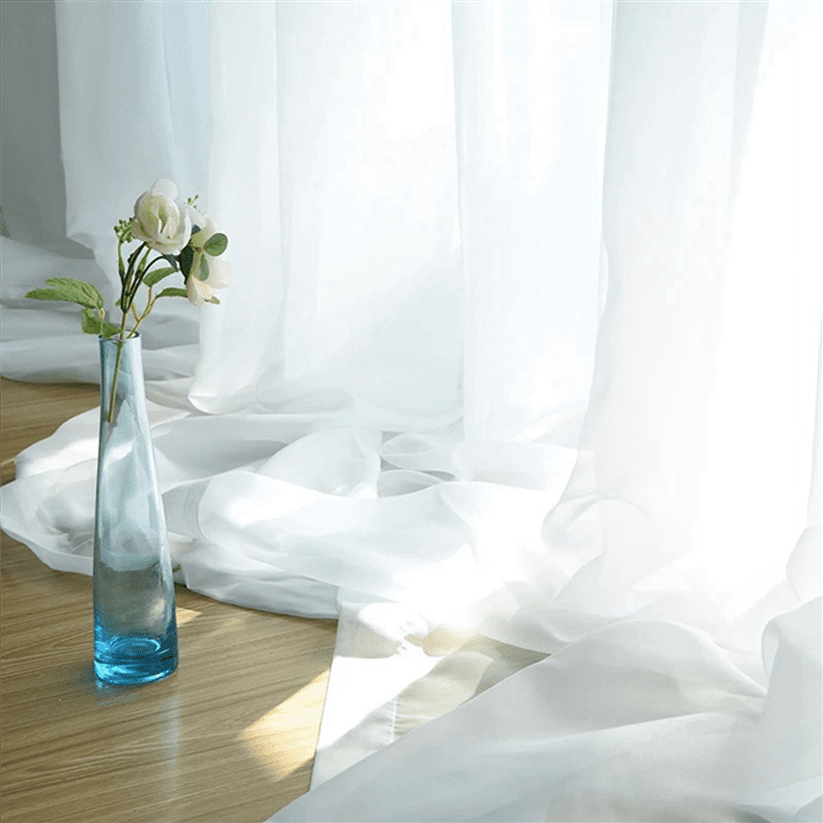 Window White Sheer Curtains 90 Inches Long 4 Panels Sheer White Curtains Clear Curtains Basic Rod Pocket Panel