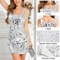 thumbnail image 3 of Women's Sequin Dress Sparkly Glitter V-Neck Sleeveless Tank Dress Party Club Cocktail Disco Night Out Costume, 3 of 7