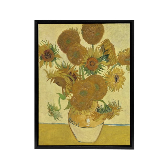 Sunflowers 1888 Floral Painting Van Gogh Vintage Framed Canvas Wall Art 12X16"