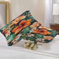 thumbnail image 3 of Outdoor Pillow Cover Orange Flowers Green Leaf Set of 2 Waterproof Throw Pillowcases Vintage Floral Decorative Patio Furniture Pillows for Couch Garden Indoor & Outdoor Use, 3 of 9