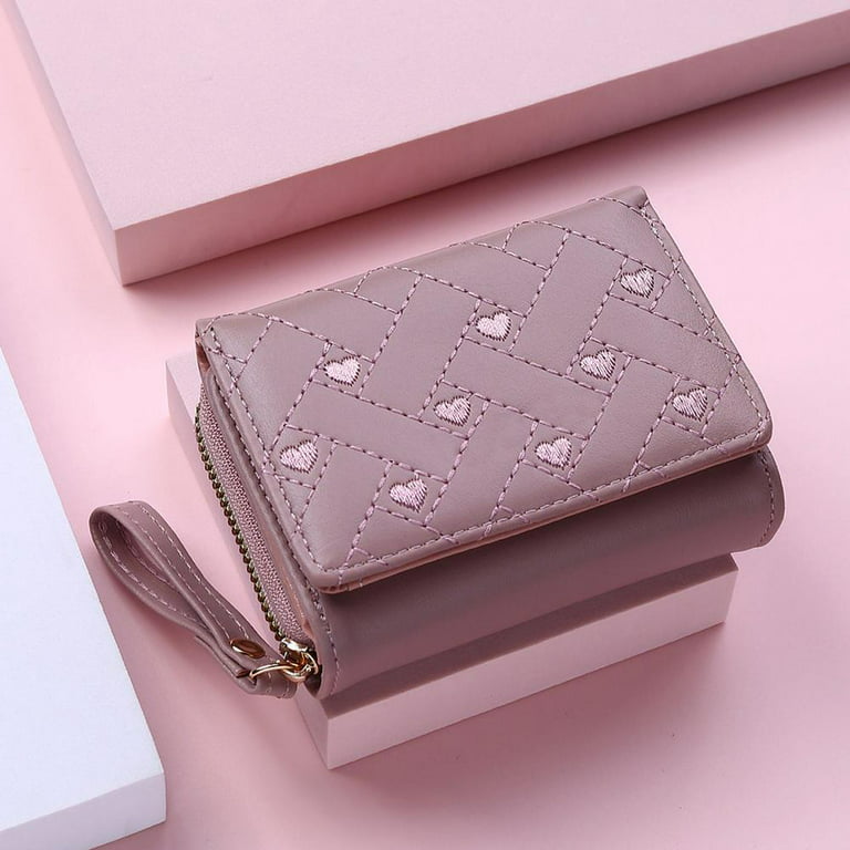 Tohuu Women's Small Wallet Ladies Pocket Leather Purse with Embroidered  Heart Pattern Compact Ladies Credit Card Holder with Coin Purse Holiday  Gifts in style 