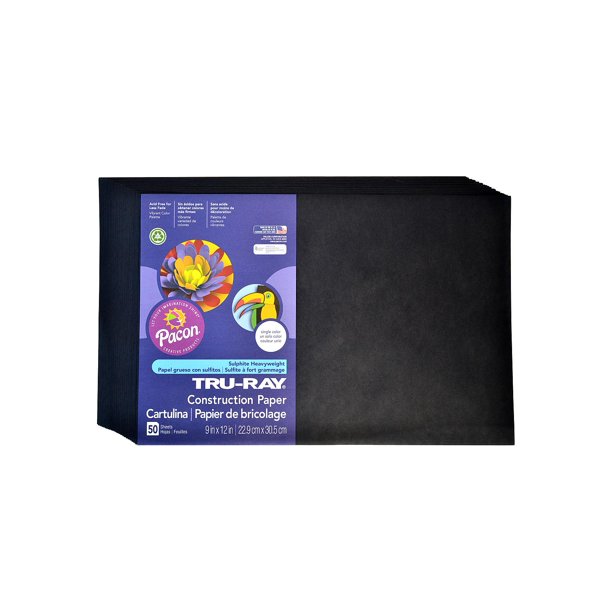 Sulphite Construction Paper black, 12 in. x 18 in., 50 sheets (pack of