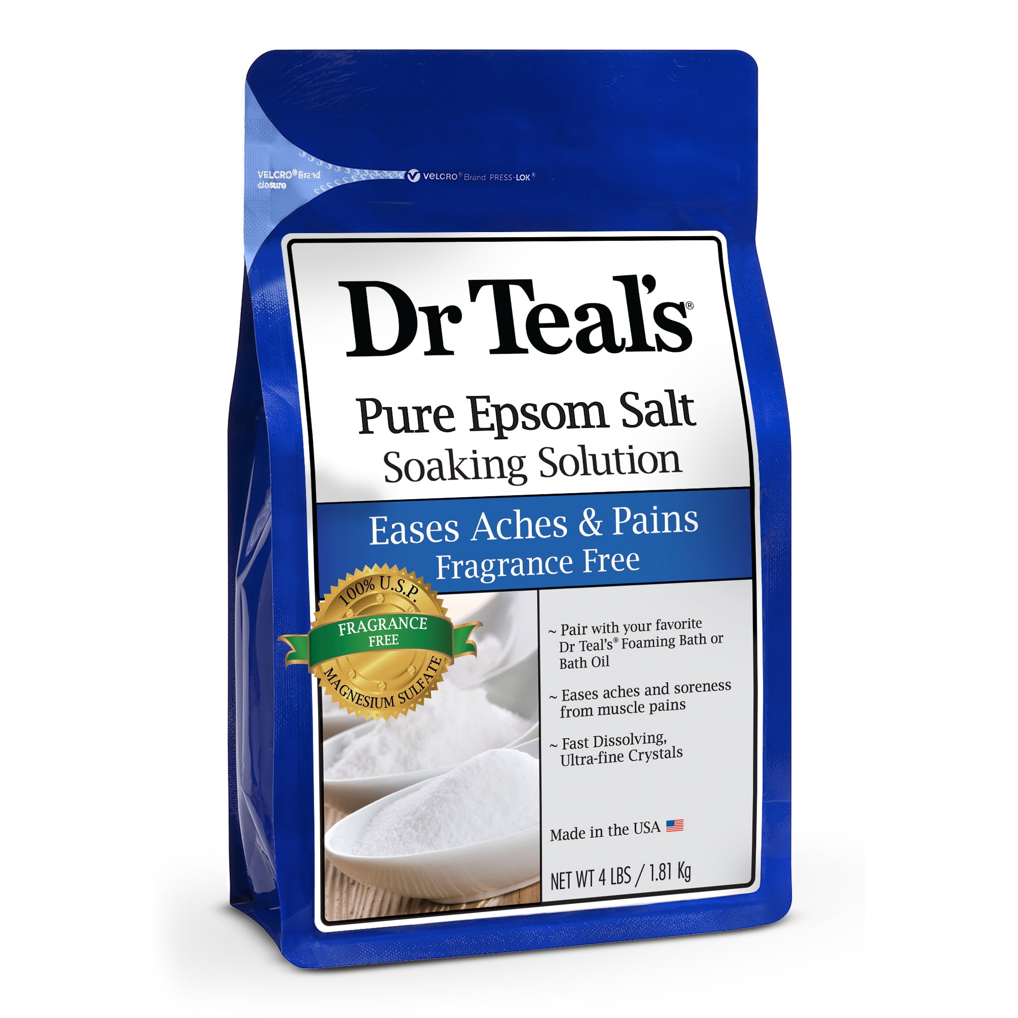 Dr Teal's Pure Epsom Salt Soak, Fragrance Free, 4 lbs