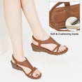 thumbnail image 5 of Ablanczoom Women Open Toe Platform Wedge Sandals - 1.88 Low Heel Elastic Ankle Strap, 5 of 8
