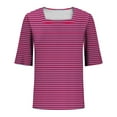 thumbnail image 5 of Scyoekwg Womens Tops Dressy Casual Square Neck Casual Dressy Tunic Shirt Ladies Blouses Lightweight Trendy Short Sleeve T Shirts Striped Print Comfy Loose Blouses (Hot Pink,XXL), 5 of 6