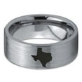 thumbnail image 2 of Tungsten Texas The Lone Star State Band Ring 8mm Men Women Comfort Fit Gray Flat Cut Brushed Polished, 2 of 4