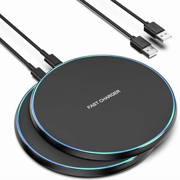 FU1999Wireless Charger, Wireless Charging Pad Compatible with iPhone 16 15 14 13 12 11 Pro Max, 15W Max Fast Wireless Charging Pad Mat for Samsung Galaxy S23/S22/S21/S20/S10, AirPods Pro/3/2, 2 Pack