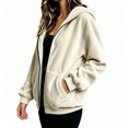 thumbnail image 6 of Bexdxz Zip Up Hoodie Women Velvet Elegant Oversized Long Sleeve Hooded Sweatshirt | Womens Hoodies Pullover 2026 Velvet Oversized Loose Fit Full Zip Hooded Beige XL, 6 of 6