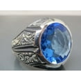 thumbnail image 1 of Handmade 925 SterlingSilver Natural 7 Ct Aquamarine Stone Men's Ring US8, 1 of 6
