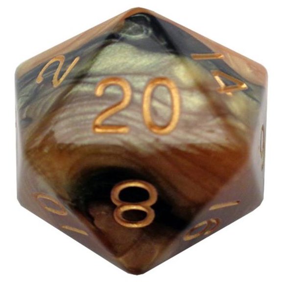 35 mm D20 Single Mega Dice, Black & Yellow with Gold