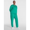thumbnail image 2 of Joyspun Women's Fleece Pajama Set, Crewneck Top and Joggers, Serrano Pepper, Size L, 2 of 5