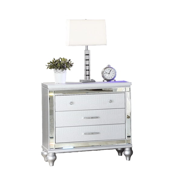 Contemporary Wood 3-Drawer Bedside Cabinet with Mirror / Add Sophistication to Bedroom Routines