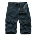 thumbnail image 2 of HOOMEUMY Mens Cargo Shorts Classic Solid Color Summer Hiking Shorts with Pockets Relaxed Fit Chino Shorts Knee Length Outdoor Work Pants Trendy Dark Blue XL, 2 of 3