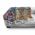 thumbnail image 3 of Amsterdam Soft Flannel Fleece Throw Blanket, Dutch Town in the Winter Historical Apartments Snowy Christmas Eve Noel Theme, Cozy Plush for Indoor and Outdoor Use, 50" x 70", Multicolor, by Ambesonne, 3 of 6