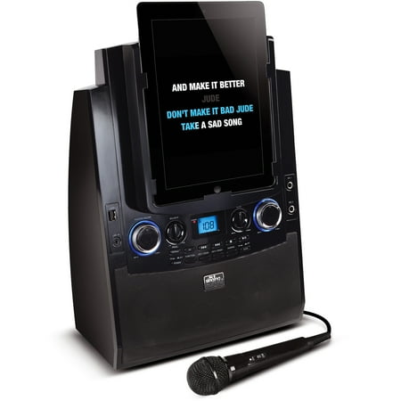 Singing Machine Bluetooth Mobile Karaoke System with Resting Tablet Cradle, Microphone, and Free Karaoke App