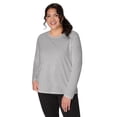 thumbnail image 2 of Hanes Women's Long Sleeve Scoop-Neck Cotton T-Shirt (Plus Size) Light Steel 1X, 2 of 6