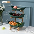 thumbnail image 2 of Durable 3 Tier Fruit Basket Serving Tray With Handle Wood Stable For Kitchen Party, 2 of 5