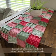 40+ Merry Christmas Red & Green Plaid Homespun 5x5 Pre-Cut Quilt Squares Charm Pack by JCS Fabric