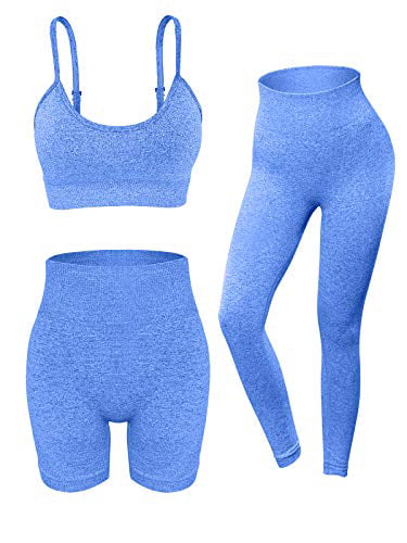 OQQ 3 Piece for Women Yoga Shorts Workout Athletic Seamless High Wasit Gym Leggings 