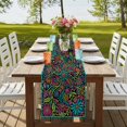 thumbnail image 4 of Table Runners 70 Inches Long Dress Scarves, Abstract Flower Farmhouse Coffee/Dining/Kitchen Table Decor, Holiday Table Runner, Vintage Botanical Geometric Floral 13x70 Inch, 4 of 9