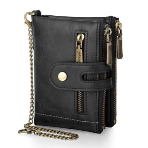 TSV Bifold Leather Wallet with Anti-Theft Chain