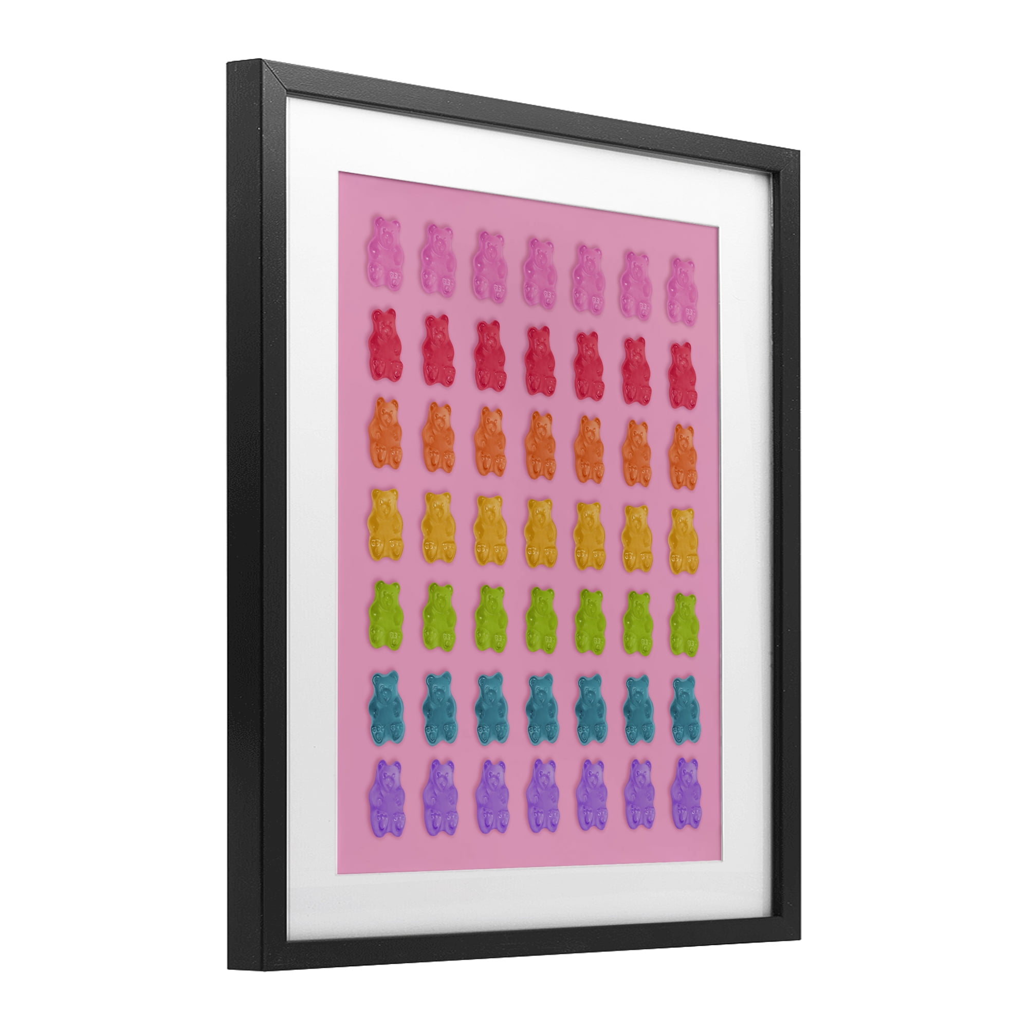 Stupell Industries Rainbow Candy Bears on Pink Black Framed Print Under Glass, design by LISH Creative