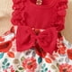 thumbnail image 2 of Gibobby Mameluco niño sin mangas con estampado de flores para niñas pequeñas, mono recién nacido con diademas para niños, ropa(Rojo, 0-3 Meses), 2 of 5
