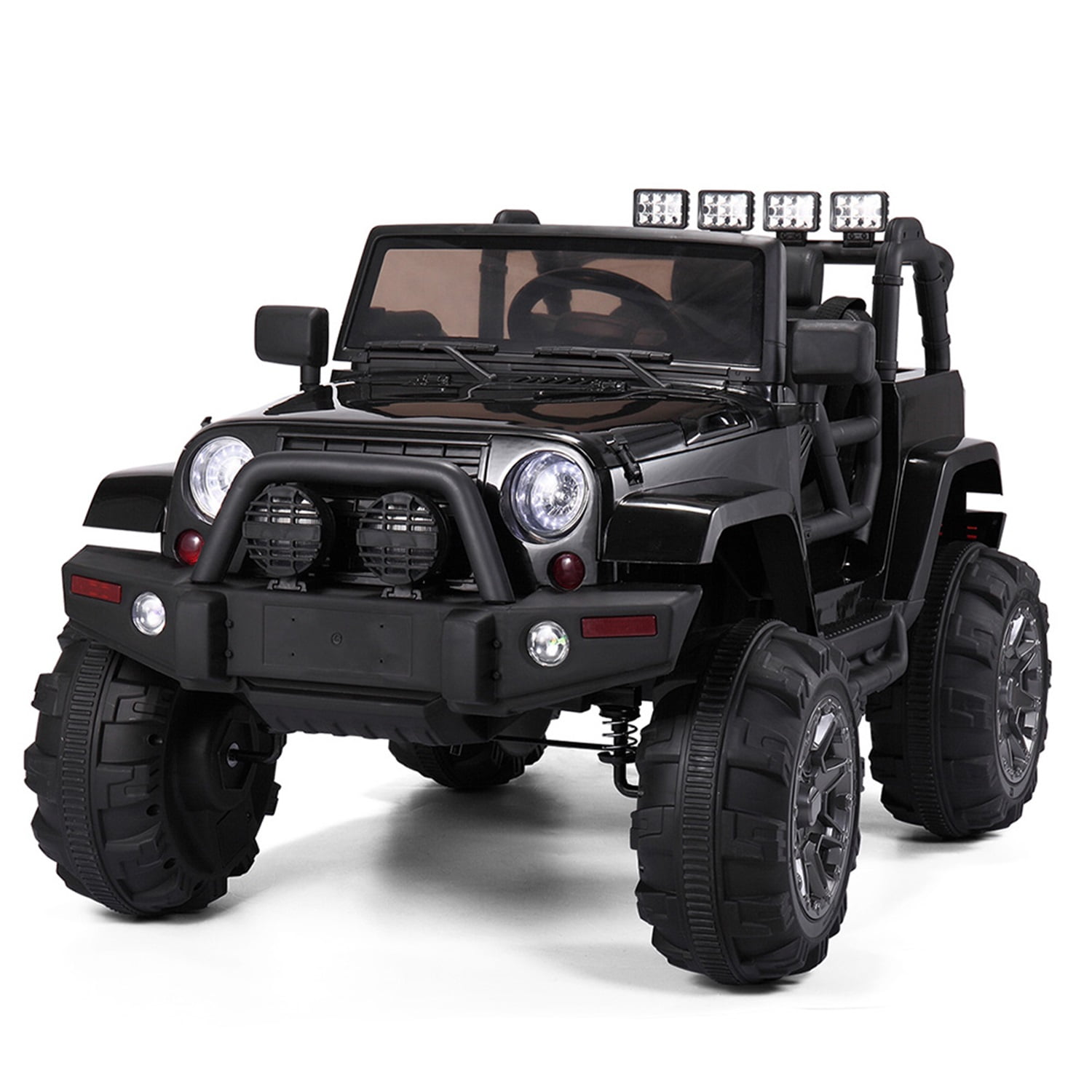 CIPACHO Electric Cars for Kids, 12V Ride On Truck Car Gift for Children Boys with Remote Control, 3 Speeds, Spring Suspension, LED Lights, Black