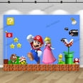 thumbnail image 1 of Fondo personalizado con nombre y edad, tema de Super Mario Bros, fondo para fiesta de cumpleaños de niños y niños, pancarta para baby shower, accesorios de decoración, 1 of 5
