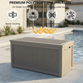 thumbnail image 5 of Decksplore 320 Gallon Extra Large Resin Deck Box, Soft Close Lockable Outdoor Storage, Tan, 5 of 10