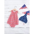 thumbnail image 5 of Niusricy 4th of July Clothes for Baby Girls Boys 1-18M Infant One-piece Rompers Stripe Crew Neck Jumpsuits Sleeveless Bodysuits with Star Print Cap Kids Toddler Cute Fashion Casual Summer Outfits, 5 of 6