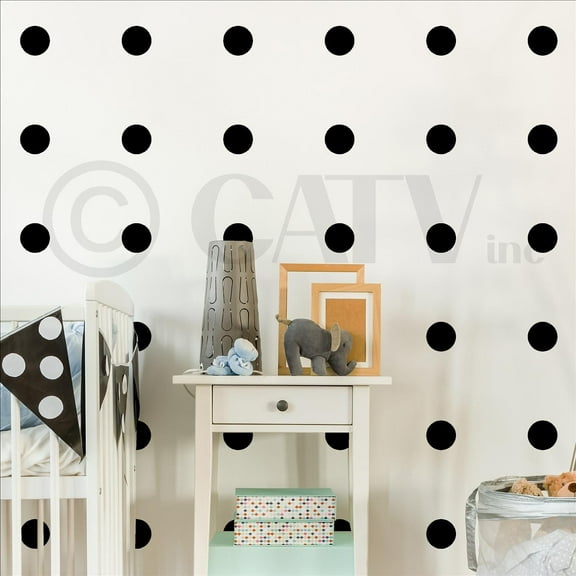 3" Polka Dots Set of 91 Circles Removable Peel And Stick Vinyl Wall Pattern Decal Room Decals - Color: Black