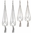 thumbnail image 1 of Hanging Macrame Plant Pot Holder, 4pcs, Brown, Indoor/Outdoor Garden Decoration, 1 of 2