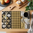 thumbnail image 2 of Black Grey Yellow Placemats Set of 4 Vintage Abstract Art Geometric Place Mats Indoor Wipeable Table Mats Washable Cloth Dining Table Placemats for Kitchen Holiday Party Home Decor 13x19 Inch, 2 of 9
