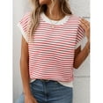 thumbnail image 5 of jinghuiyue Women’s Sweater Vest Striped Crewneck Knit Tank Top Casual Cap Sleeve Summer Pullover Sweaters XL, 5 of 7