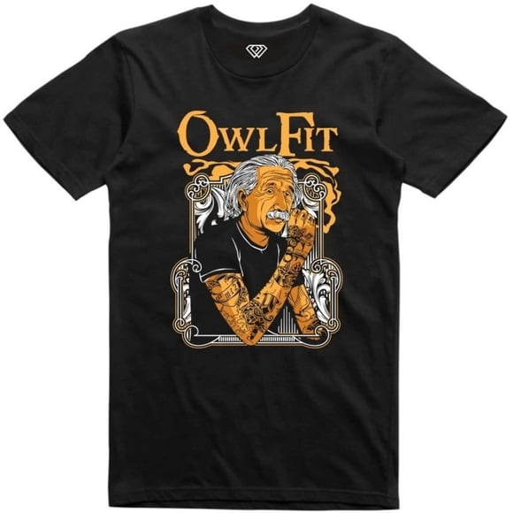 Playera T-shirt Camiseta Personajes impresión Frente - Cuello Redondo - Hombre o Mujer con impresión DTG Full Color - 80 ciclos de lavado (XL, Albert Einstein/Negro/Hombre)