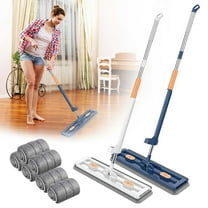 Huayishang Mops for Floor Cleaning Clearance, Large New/Style Flat Mop 360° Rotating Magices Self Wringing Flat Mop Wall Cleaning Mop Stainless Steel Long Handle Window Cleaning Supplies Blue
