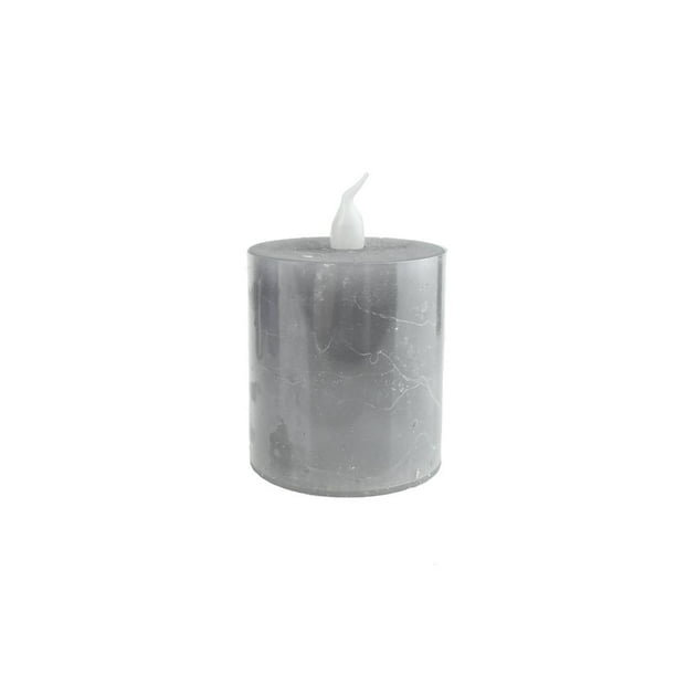 Battery Operated LED Votive Candle with BuiltIn Timer, Grey, 21/4
