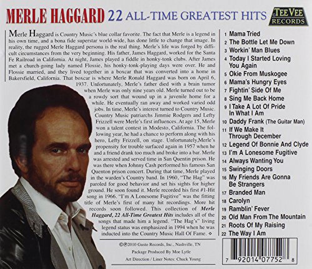 Merle Haggard - 22 All Time Greatest Hits - CD - Walmart.com