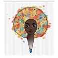 thumbnail image 3 of Funky Shower Curtain, Portrait of a Woman with Luxuriant Hair in the Style of an African Colorful Print, Fabric Bathroom Set with Hooks, 69W X 70L Inches, Multicolor, by Ambesonne, 3 of 3